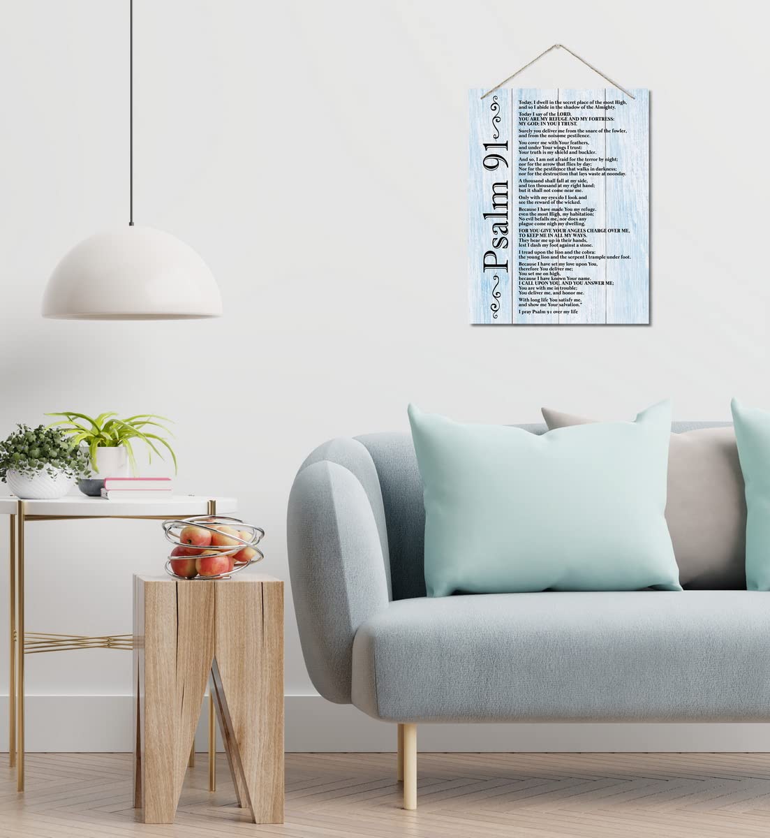 Inspirational Wood Art Signs, Psalms 91 Wall Sign, Hanging Printed Wall Plaque Wood Signs, Bible Verse Print, Christian Scripture for The Home or Office Decor, Christian Wall Decor 10 X 7.8 inch AUII JO DESIGN