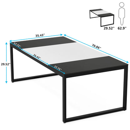 Tribesigns 6FT Conference Table, 70.86" L x 35.43" W x 29.52" H Rectangle Shaped Meeting Table, Modern Seminar Boardroom Table for Office Conference Room (White/Black) - WoodArtSupply