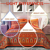 VAPUTAR Cotton Quilt King Size Bedding Set - 3 Pieces King Quilt Bedding Set, Boho King Size Quilts, Lightweight Reversible Coverlets Bedspreads for Farmhouse Bedroom (Red/Orange) VAPUTAR