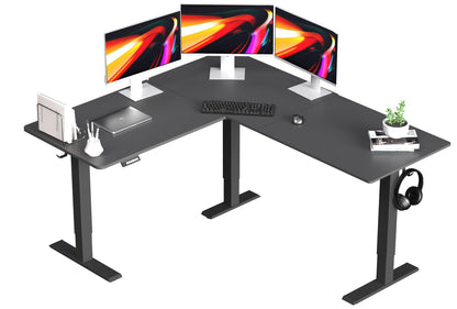 ExaDesk Upgrade Version 63 * 55 inch L Shaped Electric Adjustable Height Standing Desk, Corner Stand Up Desk, Sit Stand Computer L Desk for Gaming - WoodArtSupply