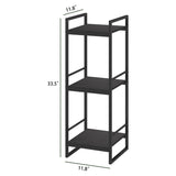 BYFU 3 Tier Bathroom Shelving Unit, Narrow Open Floor Shelves, Metal Corner Storage Rack for Bathroom Laundry Room Kitchen Living Room, Black BYFU