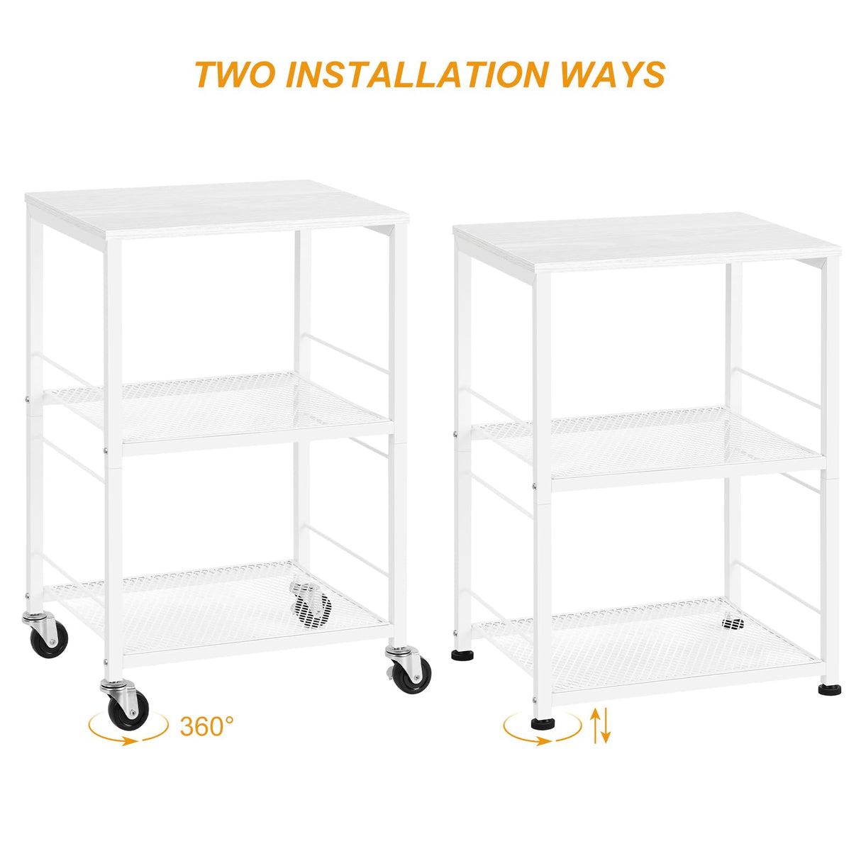 OYEAL End Table, Small Side Table Living Room, White Nightstand with 2-Tier Storage Shelf, Printer Stand Sofa Table for Small Spaces, Living Room, Bedroom, Easy Assembly OYEAL