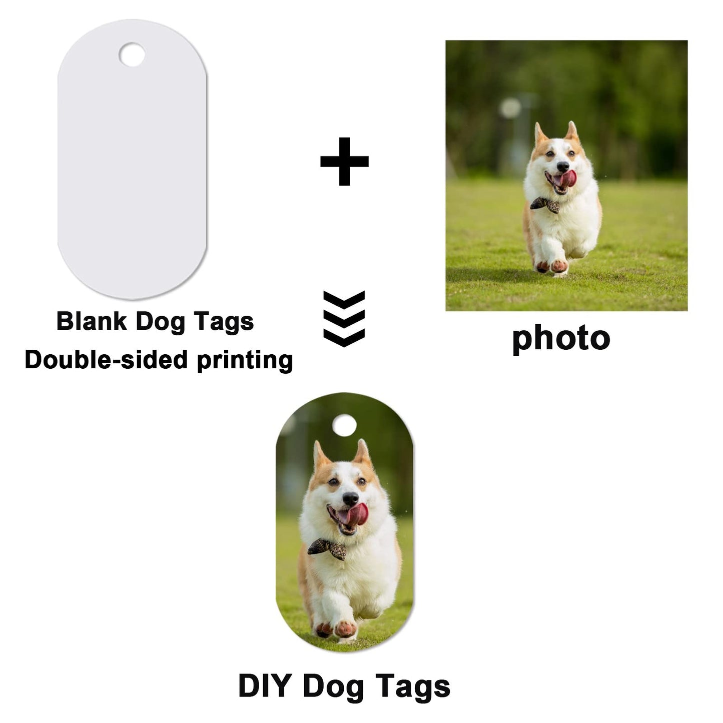 30 pcs Sublimation Blank Dog Tag Aluminum White Sublimation Stamping Tag Pendants Double Sided Blank Stamping Metal Tags, Personalized Pets Tags Oval