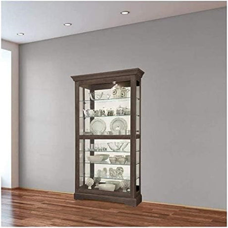 Howard Miller Tyler II Curio Cabinet - Modern Black Satin Storage Cabinet with Locking Glass Doors - Adjustable Shelves & Adjustable Levelers Perfect for Home Decor, Dining or Bedroom Display Howard Miller