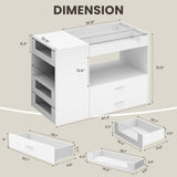 Closet Island with Drawers, 9 Drawers & 2 Shelves – White Jewelry Storage Vanity Island with Glass Top for Closet & Walk-in Wardrobe – 47.2" W x 23.6" D x 31.5" H GOFEI