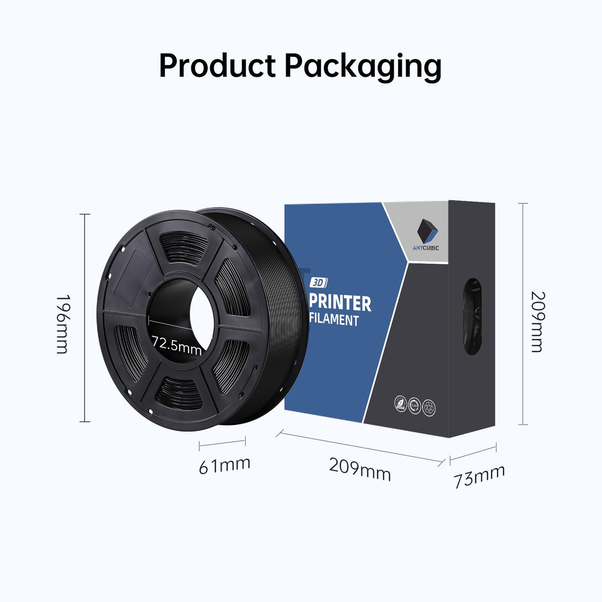 ANYCUBIC ASA Filament 1.75mm, Weather & Heat Resistant, 3D Printer Filament Suitable for Printing Outdoor Functional Parts, Dimensional Accuracy +/- 0.02mm, 1KG Spool, Black ANYCUBIC