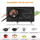 Electric Hot Plate for Cooking, Infrared Double Burner,Electric Cooktop 2 Burner,1800W Portable Electric Stove,Heat-up In Seconds,Countertop Cooktop for Dorm,Compatible with All Cookware Vayepro