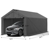 10×20 Carport Portable Carport Garage Heavy Duty with Sidewalls, Reinforeced Metal Frame, Waterproof Carport Canopy for Party Boat Cars and Storage (Grey) gaildon