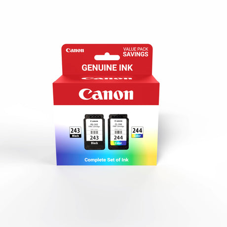 Canon PG-243 / CL-244 Genuine Ink Value Pack (2 Cartridges), Compatible with iP2820, MX492, MG2420/2520/2920/2922/2924/3020/2522/2525, TS3120/302/302a/202/4520/3320 Canon