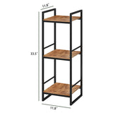 BYFU 3 Tier Bathroom Shelving Unit, Narrow Open Floor Shelves, Metal Corner Storage Rack for Bathroom Laundry Room Kitchen Living Room, Rustic Brown BYFU