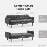 mopio Aaron Couch, Small Sofa, Futon, Sofa Bed, Sleeper Sofa, Loveseat, Mid Century Modern Futon Couch, Sofa Cama, Couches for Living Room, Bedroom (Dark Gray, Fabric) mopio