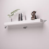SAUMONIERES Fireplace Mantel Shelves 48 Inch Solid Wood Wall Mounted Long Floating Shelf Hollow, White SAUMONIERES