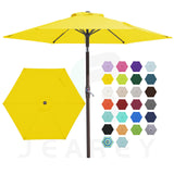 JEAREY 7.5FT Patio Umbrella Market Table Umbrella with 6 Sturdy Ribs, Push Button Tilt/Crank Outdoor Umbrella for Garden, Deck, Backyard, Pool and Beach,Yellow JEAREY