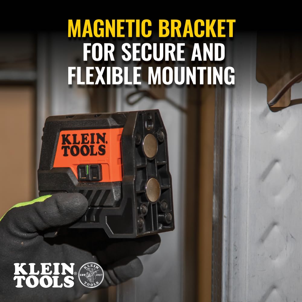 Klein Tools 93MCLG Self-Leveling Laser Level, Mini Cross-Line Level, Leveling Alignment Tool, Bright Green Horizontal and Vertical Lines Klein Tools