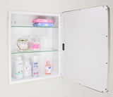 16x20 Austin Farmhouse Metal Framed Rounded Rectangle Recessed Bathroom Medicine Cabinet, Beveled Mirror, 14x18 in-Wall Opening, powder-coated Steel, Glass Shelves, Magnet Close, Brushed Nickel Fox Hollow Furnishings