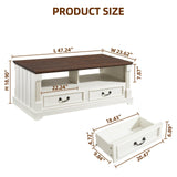 Minifeel 48'' Wood Coffee Table for Living Room, Farmhouse Coffee Table with Storage, Rustic Center Table for Living Room with 4 Drawers, Farmhouse & Industrial Cocktail Table for Home Minifeel