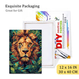 Natuyalo Framed Paint by Number for Adults Beginner Lions in Jungle, DIY Paint by Numbers Kit for Adults, Acrylic Painting Kits for Hoom Wall Decor on Canvas Framed (12x16 Inch) Natuyalo