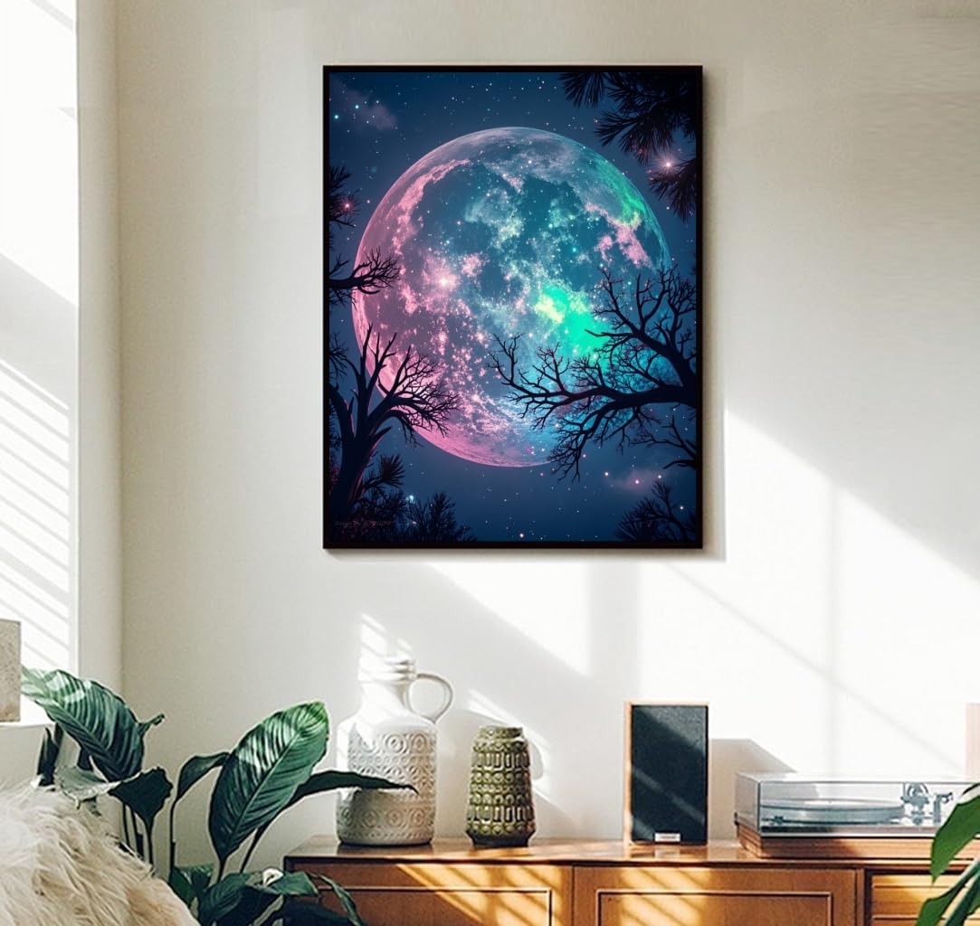 ACANDYL Moon Paint by Numbers Kit for Adults Beginner Paint by Numbers for Adults Canvas Painting by Number DIY Acrylic Oil Painting on Canvas Arts Craft Decoration 16x20 Inch ACANDYL