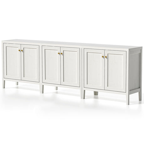 EYYTHUNG Sideboard Buffet Cabinet Set of 3 with Adjusable Shelves, Farmhouse Storage Cabinet, Credenza, Accent Cabinet, Kitchen Coffee Bar Console Cabinet for Living Dining Room, Antique White EYYTHUNG