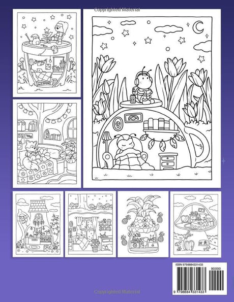 Cozy Spaces: Coloring Book for Adults and Teens Featuring Relaxing Familiar Corners with Cute Animal Characters for Stress Relief Coco Wyo LLC