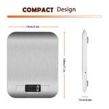 Food Scale with USB Rechargeable, 11lb Digital Kitchen Scale Weight Grams and oz for Baking Cooking, Stainless Steel and Tempered Glass Waterproof Body, 1g/0.1oz Precise Graduation AiScrofa