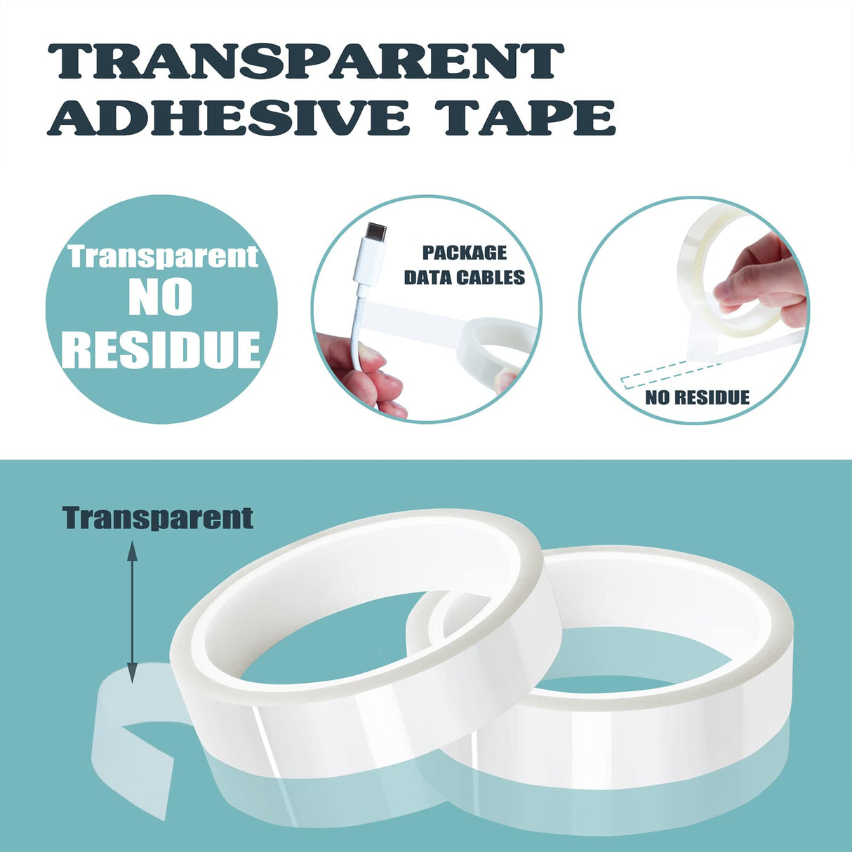 MEBMIK 2 Rolls 20mm x33m(108ft) Clear Heat Tape,Transparent High Temperature Heat Resistant Tape,Heat Transfer Tape for Heat Press and Sublimation,Heat Transfer Vinyl,No Residue MEBMIK