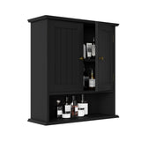 Smuxee Black Wall Cabinet, Small, 2-Door Medicine Cabinet with Adjustable Shelves, Over Toilet, For Kitchen and Laundry Rooms Smuxee