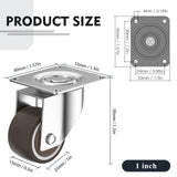 ANDUTEES 1 inch Caster Wheels Set of 4, Low Profile Wheels for Furniture, No Noise Mini Swivel Rubber Casters, with 360 Degree Top Plate for Small Furniture ANDUTEES