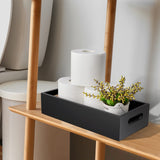 ALELION Black Bathroom Basket - Wooden Toilet Tank Paper Basket with Handle for Organizing - Back of Toilet Storage Organizer for Bathroom Tank Topper Counter - Black Bathroom Decor Box ALELION