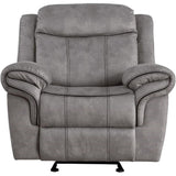 Acme Zubaida Velvet Horizontal Upholstered Glider Recliner in 2-Tone Gray Acme