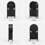 BROTTAR Rounded Kitchen Pantry, Bar Display Cabinet with LED Lights, 65" Tall Wine Storage Cabinet with Glass Doors & Shelves, Modern Liquor Cabinets for Dining Room, Kitchen, Living Room,Black BROTTAR