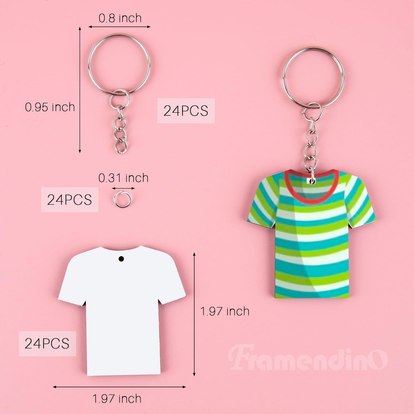 Framendino, 72 Pack Sublimation Blanks Keychain Sports Keychain MDF Double Sided Heat Transfer Football Keychains