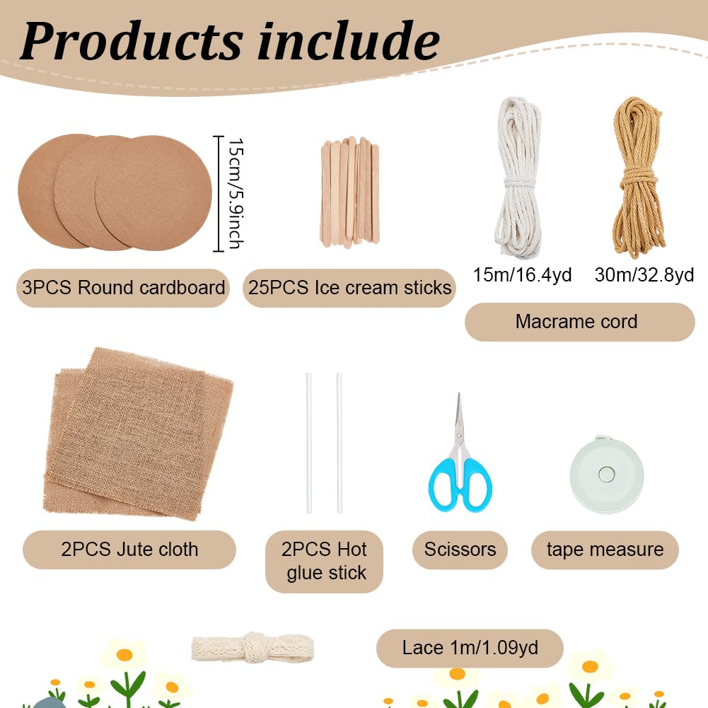 FREEBLOSS Macrame Cord Basket Weaving Craft Kit for Beginners DIY Storage Basket Storage Bins Basket Making Supplies for Adults Basket Weaving Kits for Adults FREEBLOSS