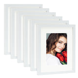 LBECUA 8x10 Picture Frame Set of 6, Display Pictures 8x10 without Mat or 5x7 with Mat, Horizontal and Vertical for Wall and Tabletop, White LBECUA