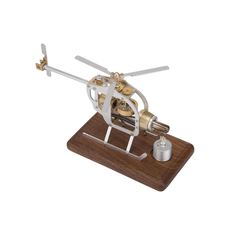 BrickCraftWorks Stirling Functional Mechanical Helicopter Engine DIY Assembly STEM Model, Hot Air Stirling Engine Kit for Teen and Adult, Educational Physics Experiment Toy (KIT Version) BrickCraftWorks