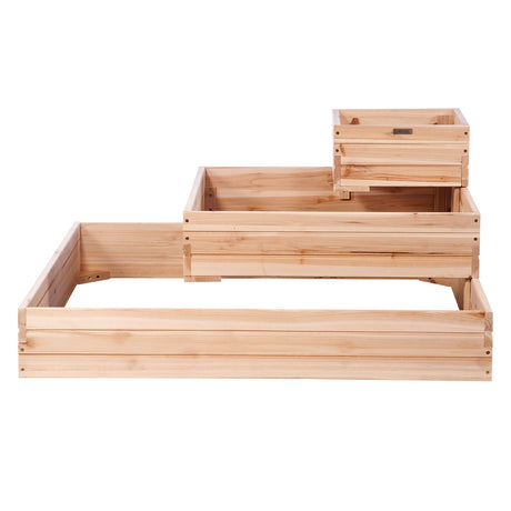 VEVOR 3 Tier Raised Garden Bed Wood Outdoor, 45 x 45 x 20in High End Natural Fir Wood Planter Box, Outdoor Planting Boxes for Flowers/Vegetables/Herbs in Backyard/Garden/Patio/Balcony, with Open Base VEVOR