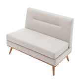Aklaus Upholstered Small Loveseat,Faux Leather Modern Mini Sofa Couch Love Seat Armless Settee Bench with Back for Living Room Bedroom Office Small Space Entryway Beige Aklaus