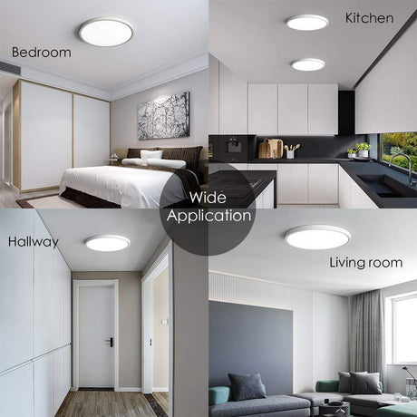 TALOYA Flush Mount 12 Inch Ceiling Light (Milk White Shell), 20W Surface Mount LED Light Fixture for Bedroom Kitchen,3 Color Temperatures in One（3000k/4000k/6500k),0.94 Inch Thickness Round TALOYA