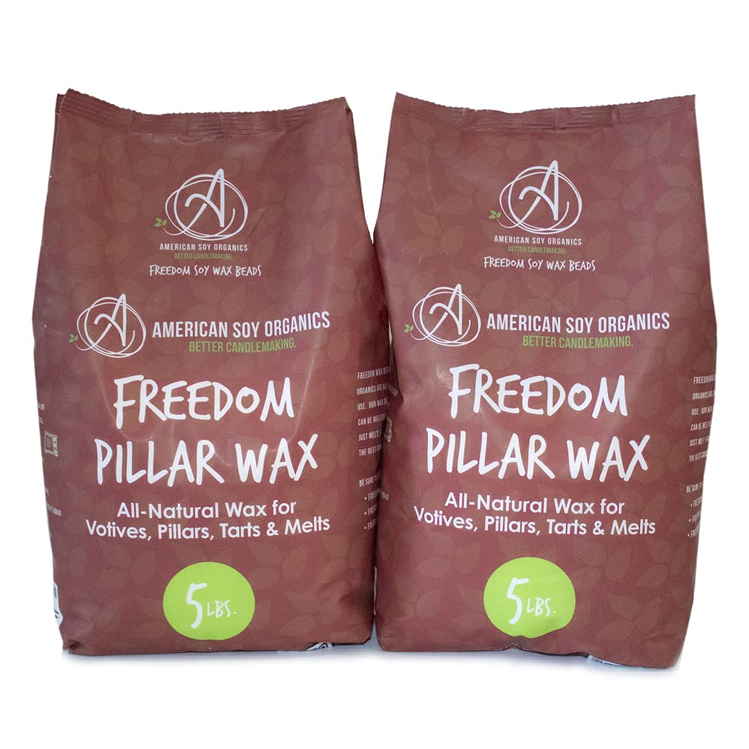 American Soy Organics- Freedom Soy Wax Beads for Pillar Candle Making – Microwavable Soy Wax Beads – Premium Soy Candle Making Supplies (10-Pound Box) American Soy Organics