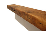 Modern Timber Craft Reclaimed Wood Fireplace Mantel Shelf | Solid Rustic American Barnwood with Floating Shelf Brackets | 2.75" Thickness | 48" L x 8" D, Oiled Modern Timber Craft