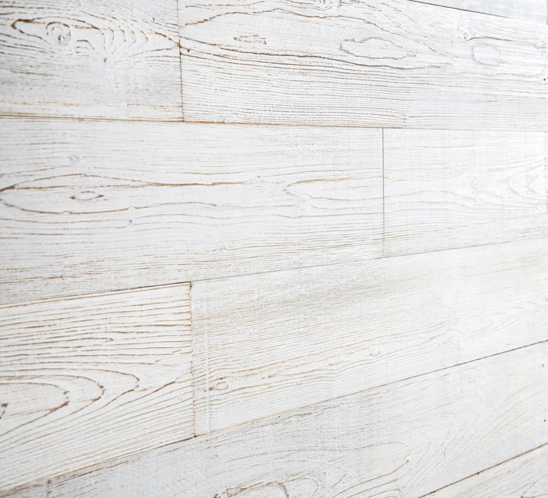 WoodyWalls Peel and Stick Wood Planks, Whitewash Shiplap Wall Panels, Real Wood Wall Panels for DIY Accent Walls & Ceilings (19.5 sq. ft. per Box) White Washed Woody Walls