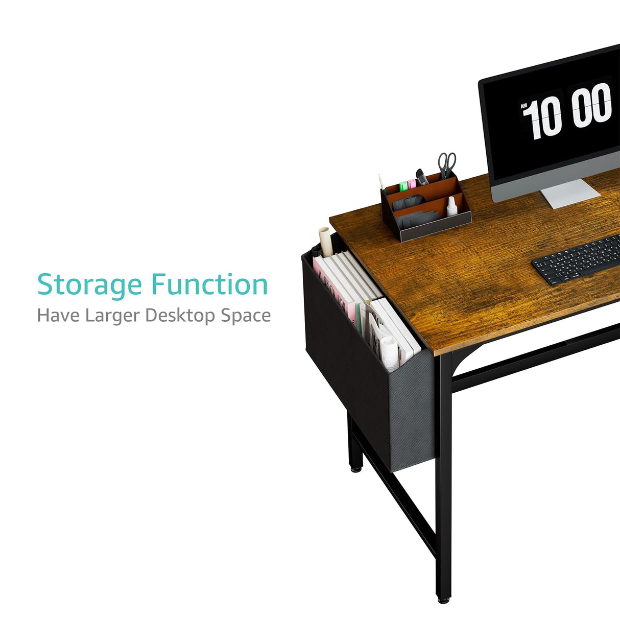 Lufeiya Computer Desk with Drawers - 40 Inch Work Small Desk for Bedroom Home Office, Simple Study Writing Table PC Desks with Drawer Storage Shelves, Rustic Brown Lufeiya