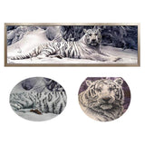GELANYOUPIN DIY 5D Large Resin Beads Painting by Numbers Kits Crystal Rhinestone Embroidery Paintings Pictures Arts Craft for Home Wall Decor Partial Drill White Tiger Paint (58.7.x14.9inches) GELANYOUPIN