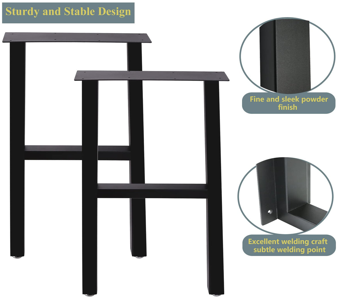 Lendpea Metal Table Legs,Heavy Duty Desk Legs Dining Table Legs Industrial Furniture Legs Table lega,Modern Coffee Table Legs,Set of 2 28” Height 18" Wide Lendpea