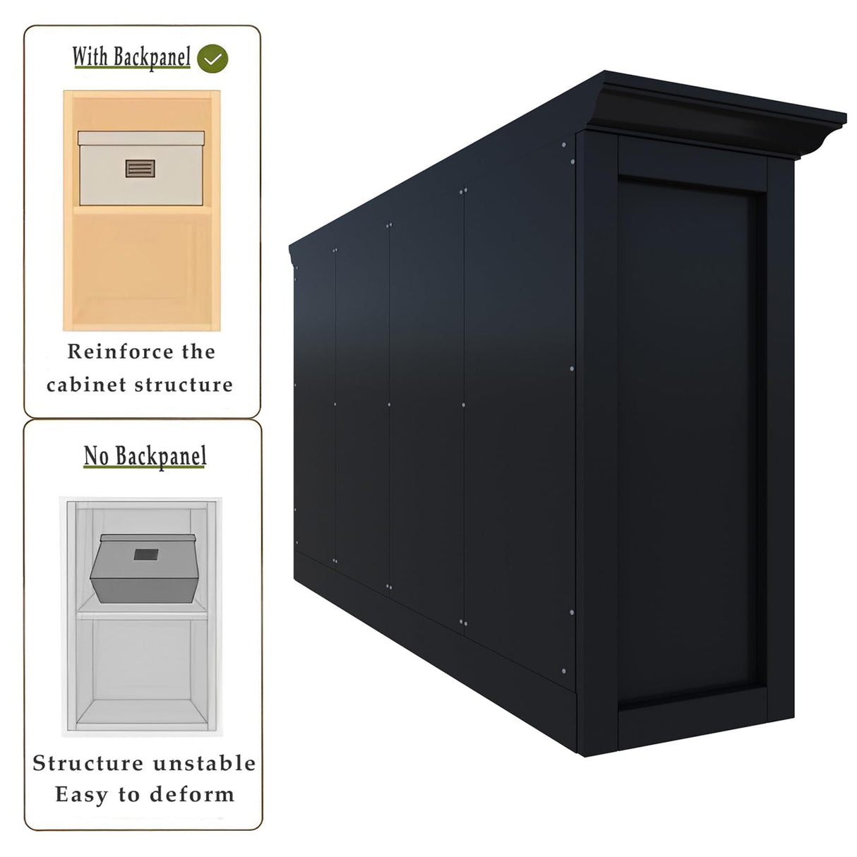 OSCHF Cube Shelf Bookcase with Base - Wooden 2 Tiers Floor Standing Low Storage Cabinet for Home and Office, 8-Cube Lattice Bookshelf, Black