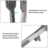 4in1 Stainless Steel Kitchen Food Tongs Set for Cooking with Silicone Tips, Toaster Steak Pie Pizza Pasta Spaghetti Noodles Salad Fruit Vegetable Grill BBQ Buffet Clamp Serving Tools Gadgets Aschef