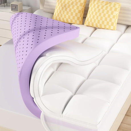 SINWEEK Dual Layer 5 Inch Memory Foam Mattress Topper King Size, 3 Inch Gel Memory Foam Plus 2 Inch 1450 GSM Down Alternative Quilted Pillow Top Mattress Pad Cover, White SINWEEK