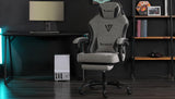 Vonesse Gaming Chair, Computer Chair Fabric with Pocket Spring Cushion, Office Chair with Footrest and Massage Lumbar Support, Reclining Gaming Chairs for Adults 250LBS (Grey) Vonesse