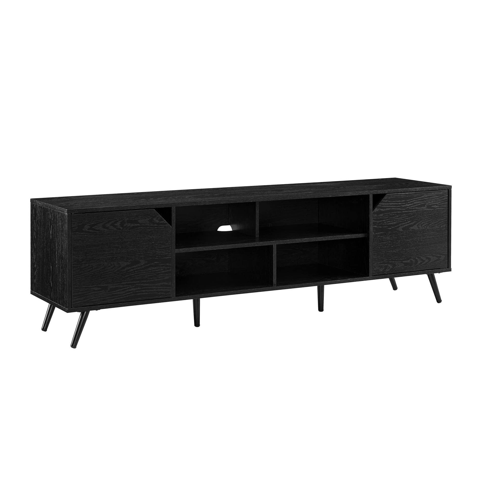 Walker Edison Nora Modern Minimal Open-Shelf Stand for TVs up to 80 Inches, 70 Inch, Black - WoodArtSupply