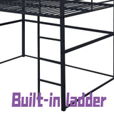 Suwopmvy Heavy Duty Metal Loft Bed Frame Full Size with Safety Guard Rails & Built-in Ladder - Sturdy Space Saving Loft Bed for Kids, Teens, Adults, College Dorm, Studio Apartment (Black, Full) Suwopmvy